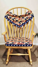 Load image into Gallery viewer, Vintage Solid Pine Accent Rocking Chair with Patriotic American Flag Print Decor.........(in stock!)